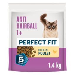PERFECT FIT ANTI-HAIRBALL 1+ Croquettes Riche en Poulet chat adulte stérilisé 1,4kg image