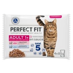 PERFECT FIT Adulte Stérilisé Sachets fraîcheur en sauce aux poissons pour chat 4x85g image