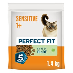 PERFECT FIT SENSITIVE 1+ Croquettes Riche en Dinde chat adulte sensible stérilisé 1,4kg image