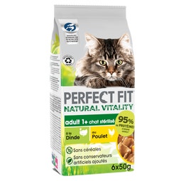 PERFECT FIT Natural Vitality Sachets Fraîcheur au Poulet et à la Dinde pour chat adulte stérilisé 6x50g image