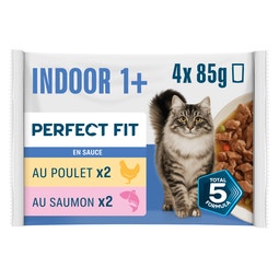 PERFECT FIT Indoor Stérilisé Sachets fraîcheur en sauce 2 variétés pour chat d'intérieur 4x85g image