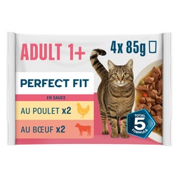PERFECT FIT Adulte Stérilisé Sachets fraîcheur en sauce 2 variétés pour chat 4x85g image