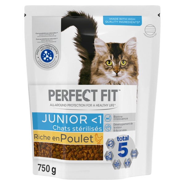 PERFECT FIT JUNIOR <1 Croquettes Riche en Poulet pour chaton 1,4kg & 750g image 1