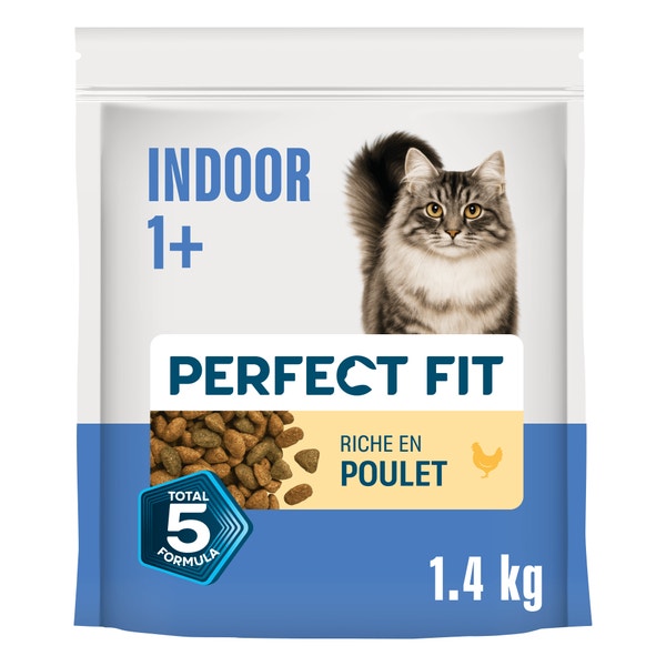 PERFECT FIT INDOOR 1+ Croquettes Riche en Poulet pour chat adulte intérieur stérilisé 1,4kg image 1