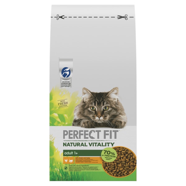PERFECT FIT Natural Vitality Croquettes au Poulet et à la Dinde pour chat adulte 1kg & 6kg image 1