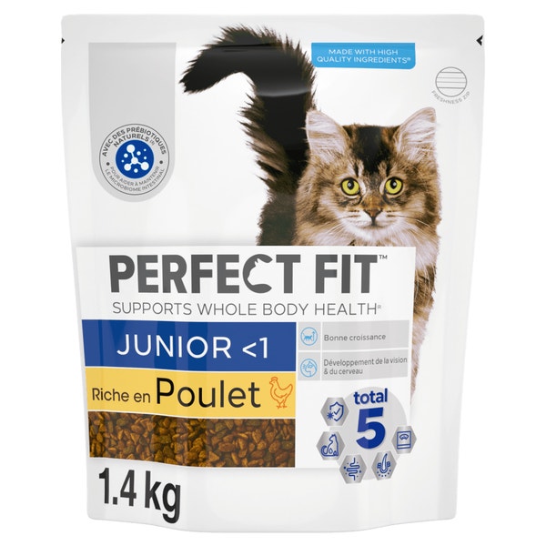 PERFECT FIT JUNIOR <1 Croquettes Riche en Poulet pour chaton 1,4kg & 750g image 1