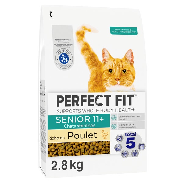 PERFECT FIT SENIOR 11+ Croquettes Riche en Poulet chat senior stérilisé 1,4kg & 2,8kg image 1