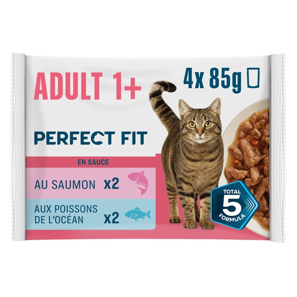 PERFECT FIT Adulte Stérilisé Sachets fraîcheur en sauce aux poissons pour chat 4x85g image 1