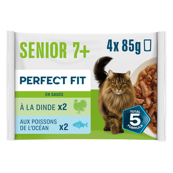 PERFECT FIT Senior Stérilisé Sachets fraîcheur en sauce 2 variétés pour chat 4x85g image 1