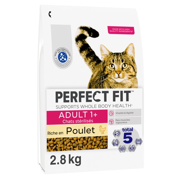 PERFECT FIT ADULT 1+ Croquettes Riche en Poulet chat adulte stérilisé 2,8kg image 1