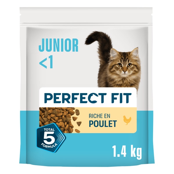 PERFECT FIT JUNIOR <1 Croquettes Riche en Poulet pour chaton 1,4kg & 750g image 1